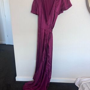 Elegant Plum Wrap Dress